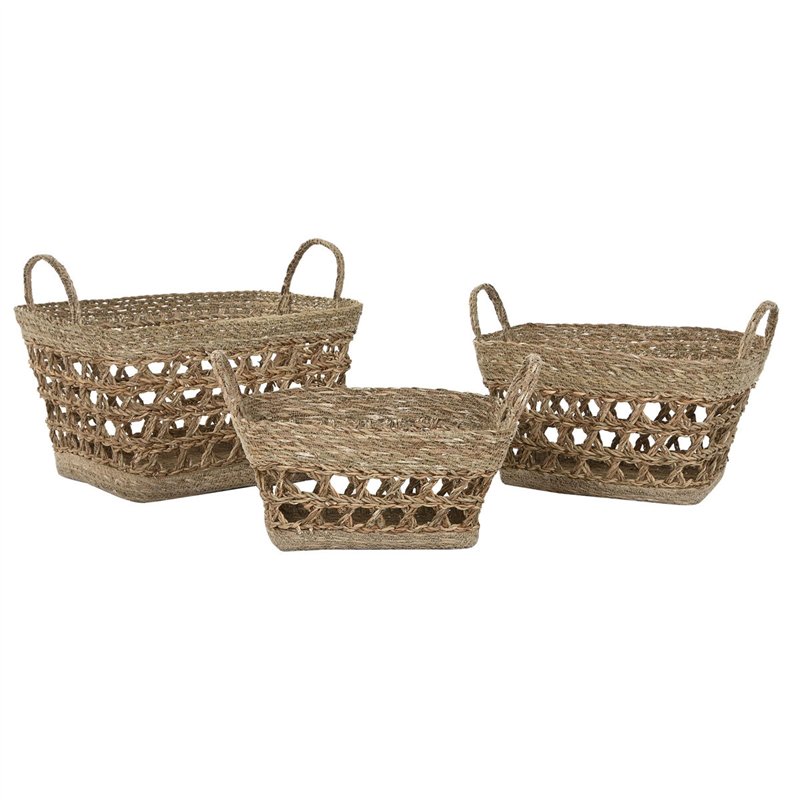 Set de basket Home ESPRIT Naturel Herbier marin Tropical (3 Pièces)