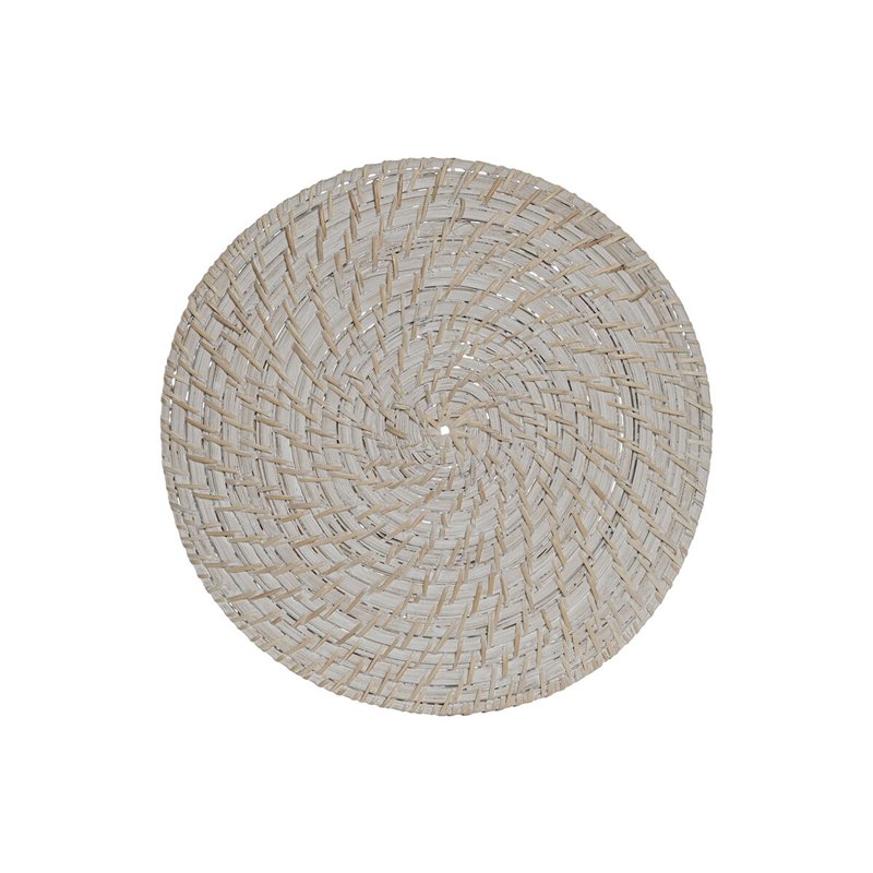 Dessous de plat Home ESPRIT Blanc Naturel Bambou Rotin 34 x 34 x 1,5 cm