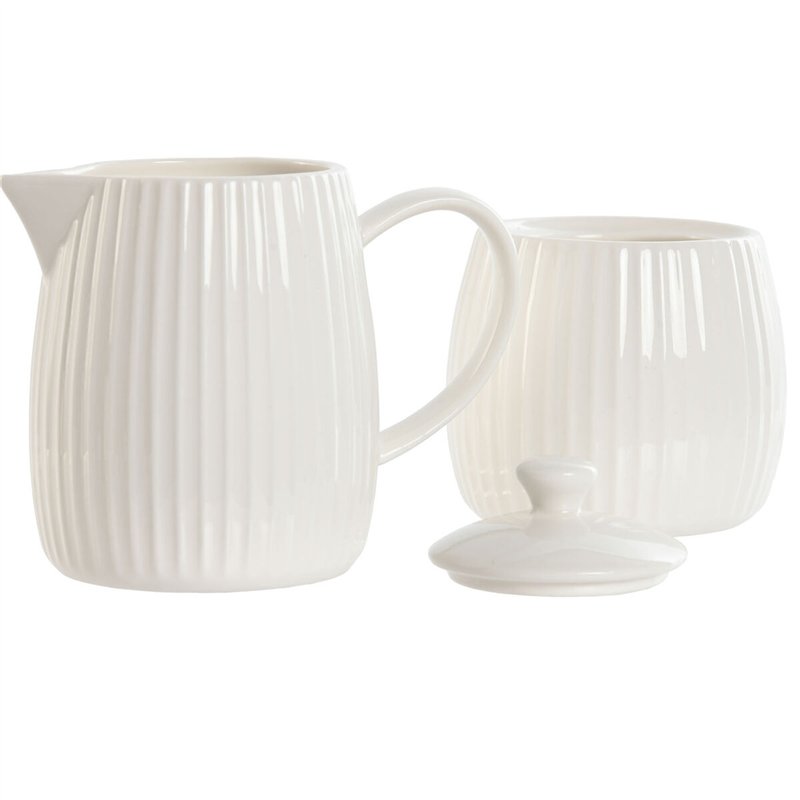 Image secondaire de Laitière et sucrier Home ESPRIT Blanc Porcelaine 250 ml 12 x 7,6 x 9 cm 2 Pièces