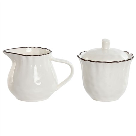 Laitière et sucrier Home ESPRIT Blanc Marron Porcelaine 250 ml 12 x 8