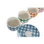 Jeu de 6 tasses avec plat Home ESPRIT Bleu Vert Orange Rose Porcelaine 240 ml