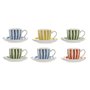 Jeu de 6 tasses avec plat Home ESPRIT Jaune Bleu Vert Corail Porcelaine 90 ml