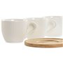 Jeu de 6 tasses avec plat Home ESPRIT Blanc Naturel Bambou Porcelaine 220 ml