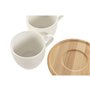 Jeu de 6 tasses avec plat Home ESPRIT Blanc Naturel Bambou Porcelaine 220 ml