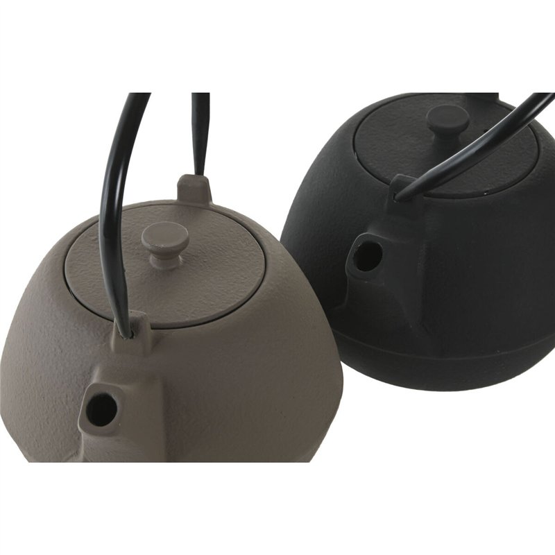 Image secondaire de Théière Home ESPRIT Noir Beige Acier inoxydable Fer 1,2 L (2 Unités)