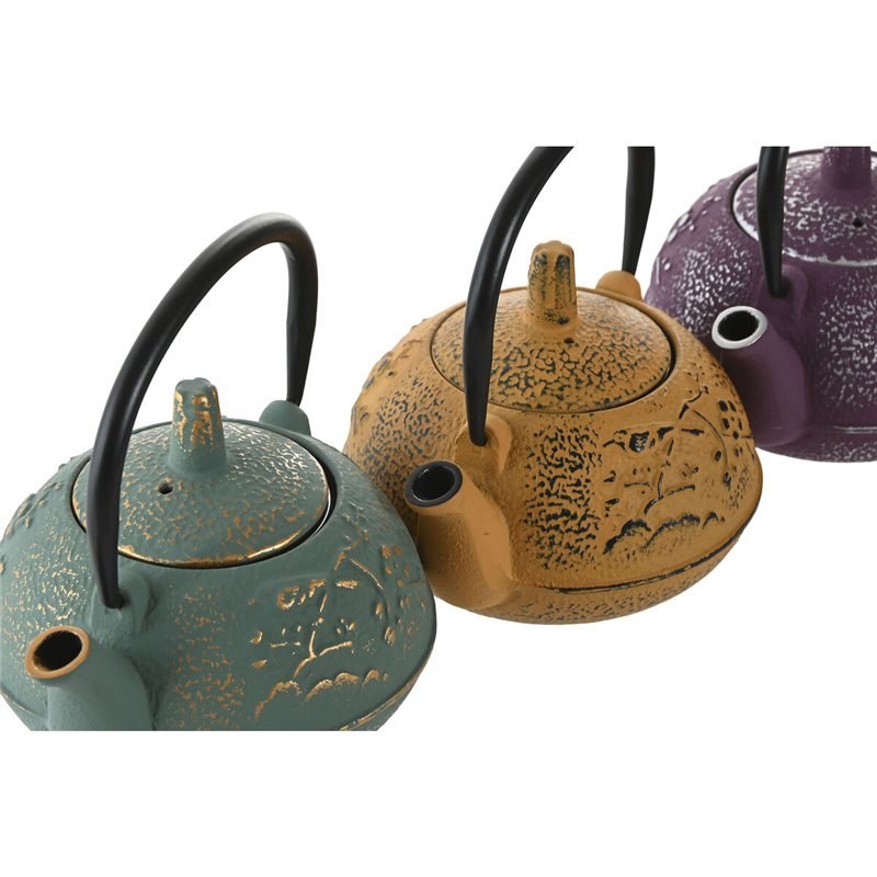 Image secondaire de Théière Home ESPRIT Jaune Vert Lila Acier inoxydable Fer 300 ml (3 Unités)