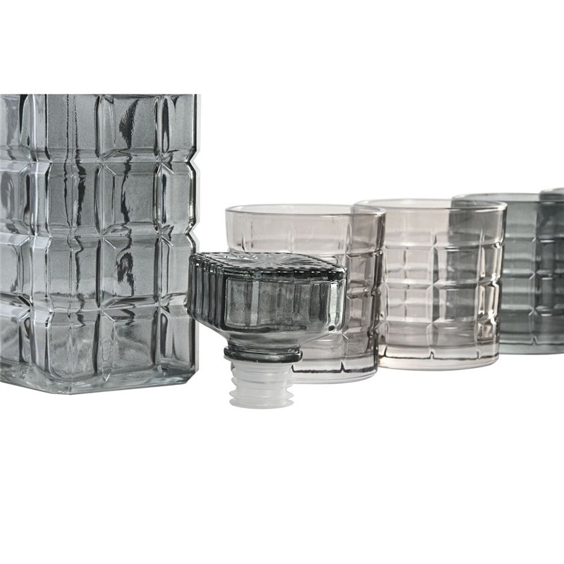 Image secondaire de Ensemble de verres avec bouteille Home ESPRIT Gris Verre Urbaine 900 ml