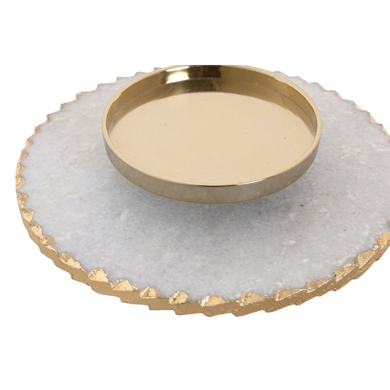 Image secondaire de Bougeoir Home ESPRIT Blanc Doré Verre Marbre 25 x 25 x 27 cm