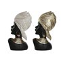 Figurine Décorative Home ESPRIT Blanc Noir Doré Africaine 22 x 11 x 37 cm (2 Unités)