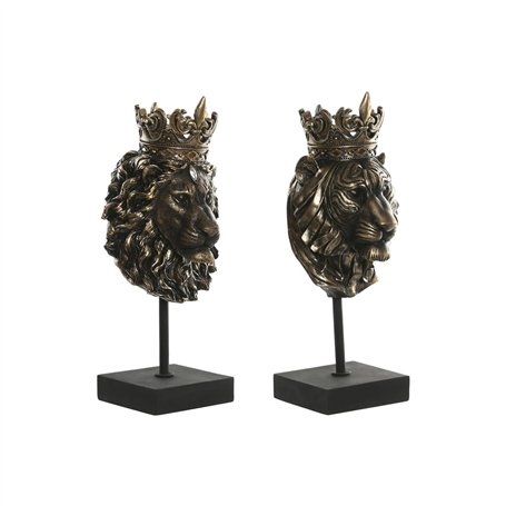Figurine Décorative Home ESPRIT Brun foncé Lion Couronne 21 x 18 x 44 cm (2 Unités)