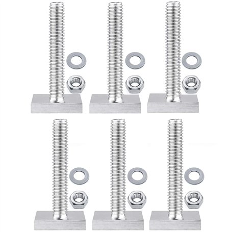 Vis en Acier Inoxydable M6 Moletées Rail en T Pince à Rainure T Vis à Tête Cylindrique Jeu D'écrous T-Slot T-Track en Métal Outi