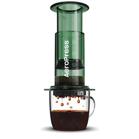 AeroPress Cafetière Clear Verte – Méthode 3 en 1 combinant cafetière à piston et espresso-style – Café corsé sans amertume – Pet