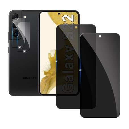 [2+2 Pièces] Anti-Espion Verre Trempé pour Samsung Galaxy S22