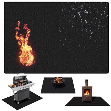Tapis Barbecue Sol 150 * 100cm Résistant à l'huile au Glissement Feu Imperméable Tapis de Protection de Sol pour L'extérieur Ies