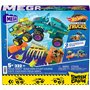 Mega Hot Wheels Monster Trucks Tremplin Osseux Chocs et Fracas Coffret de Construction Contenant 332 pièces et 2 Mini-Figurines 