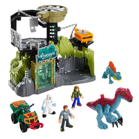 Fisher-Price Coffret Labo des Dinosaures Imaginext Jurassic World avec Figurines Owen Grady Maisie et Dr Grant