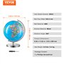 VEVOR Globe terrestre rotatif avec support, 203,2 mm, globe géographique éducatif avec fuseau horaire précis, matériau ABS, glob