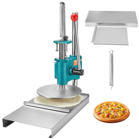 VEVOR Presse à Pâtes 24 cm Diamètre Machine à Pizza Manuelle avec Plateau en Acier Inoxydable Formeuse à Pizza Domestique Hauteu
