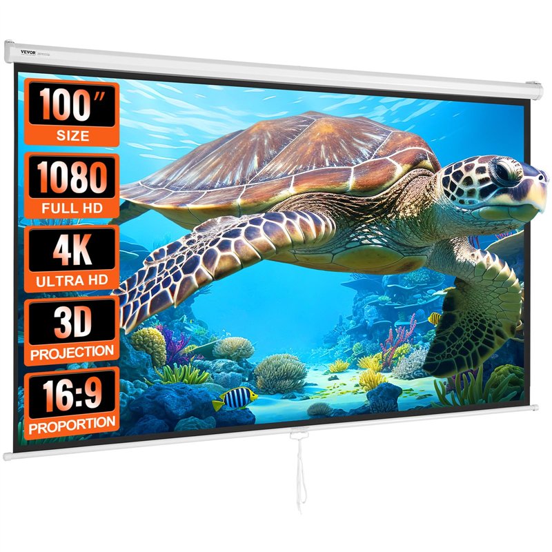 Iggual Écran De Projection 112" - Portable Manuel Enroulable Avec Trépied - Format 1:1 - Vision 180º - Compatible 4K Et Tout Projecteur - Hauteur Réglable +Sac Transport Et Trépied Inclus (200x200 Cm
