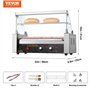 VEVOR Rouleau à hot-dogs, 5 rouleaux, machine à griller les saucisses en acier inoxydable avec double contrôle de température, 1