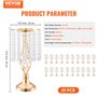 VEVOR Vase de mariage, lot de 20, supports de fleurs de mariage en cristal de 43 cm de haut, vase or en métal pour centre de tab