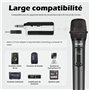 Talomen Microphone sans fil professionnel,système de dual microphone à 2.4 GHz Karaoké Dynamique Rechargeable avec Récepteur,160