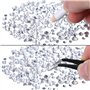 2000 Pièces Hot Fix Strass en Verre Plat Hotfix Gemmes de Cristal Rond 1.5-6 mm (SS4-Ss30) dans la Boîte de Stockage avec Pince 