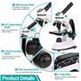 40X-2000X Microscope pour Enfants Adultes, Microscope Professionnel étudiant à Double éclairage LED avec Kits scientifiques, pou