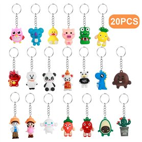 Ohaoduo Animaux Porte-clés, 20 pièces silicone Décoration Porte-clés Fête des Enfants Cadeau pour garçons Filles Bébé Ohaoduo Animaux Porte-clés