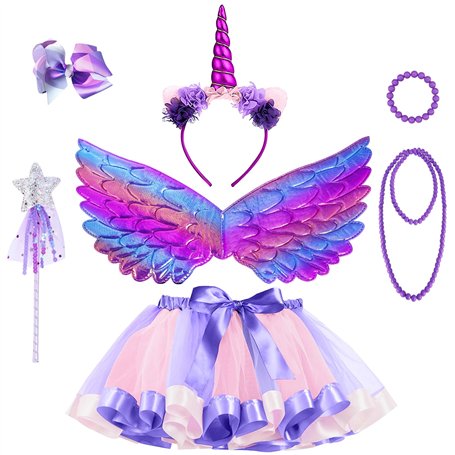 BUOAZR 7 Pcs Deguisement Licorne Fille Princess Enfant