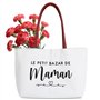 BOFUNX Sac Cabas Le Petit Bazar de Maman Sac en Toile Cadeau Femme pour Anniversaire Noel Fête des Mères