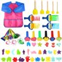 UHAPEER 44 Pièces Éponge Brosses de Peinture Enfant DIY Outils de Peinture Kits pour Enfants pour Apprentissage Précoce Graffiti