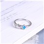 KELITCH Bague Mariage Femme Argent 925 Étoiles Lune Four Horn Opale Anneau Simples Fiançailles Alliance Cadeau Bijou Bleu