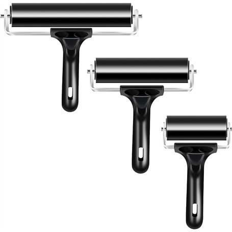 VinBee Lot de 3 Rouleaux de Brayer en Caoutchouc Souple pour travaux manuels