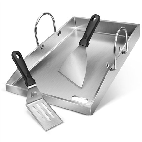 ColCospie Plancha Plaque de cuisson avec 2 spatules pour barbecue