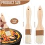 Lot de 4 Pinceau Alimentaire, Pinceaux à Pâtisserie pour Pâtisserie Pinceau Cuisine Poil Naturel Brosse à Beurre Badigeonnage Po