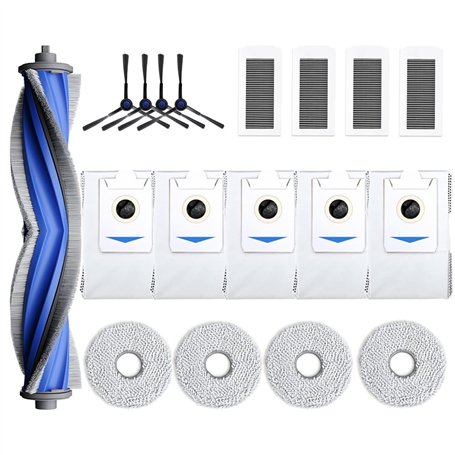 Geoviizon Lot de 18 accessoires de rechange compatibles avec ECOVACS X5 Omni (1 brosse principale