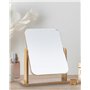 Miroir de Bureau en Bois Petit Miroir sur Pied 25 X 22CM Miroir de Table Rotatif à 360 Degrés Miroir a Poser Haut Miroir avec Su