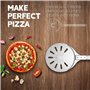 Honsdom Pelle à Pizza Ronde, Pelle Pizza Perforée 8 Pouces avec 40cm Manche en Amovible, pour Plaques à Pizza de Cuisine et Mais