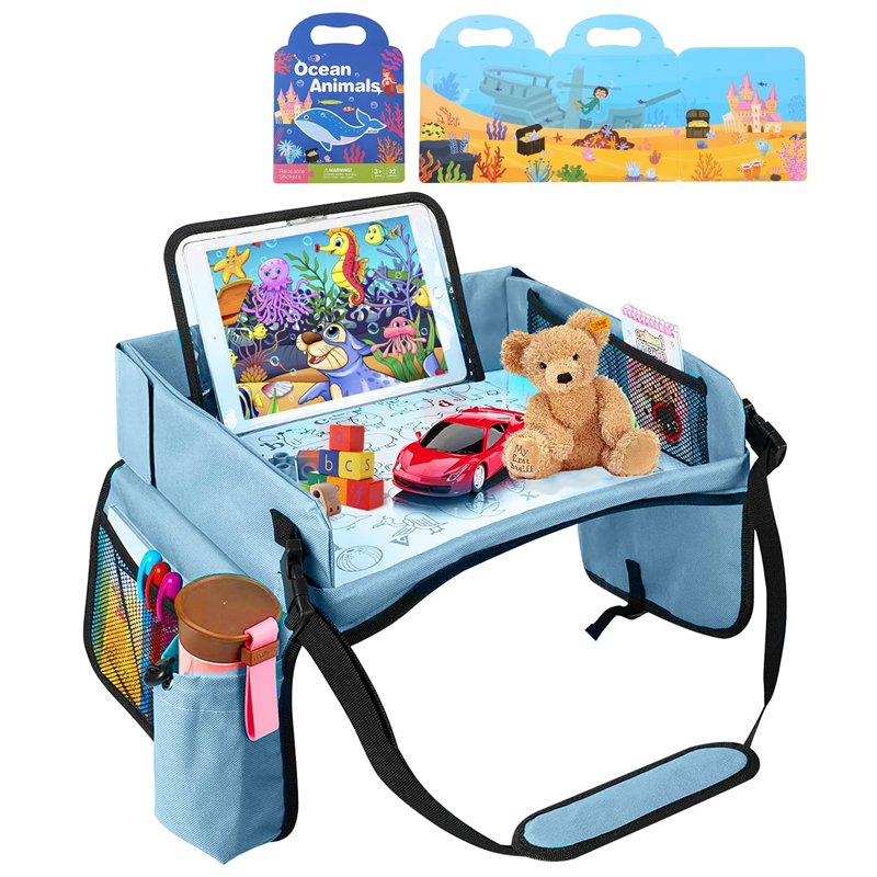 Plateau Voyage Enfant Voiture - Bureau Genoux Pliable Avec Sangles - Activités Longs Trajets
