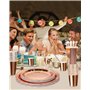 Vaisselle Jetable Anniversaire Pastel,130 Pièces Vaisselle Fête Rose Gold Vaisselle Jetable Decoration Anniversaire Set Comprend