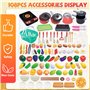 MQVXT Accessoire Cuisine Enfant,Jouet Plastique Fruit et Légume à Découper,108 PCS Enfant Dinette Nourriture Accessoire Ustensil