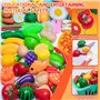 MQVXT Accessoire Cuisine Enfant,Jouet Plastique Fruit et Légume à Découper,108 PCS Enfant Dinette Nourriture Accessoire Ustensil