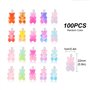100 Pcs Charms Ours Gommeux Pendentifs mignon résine ours bonbons charmes en couleur vive dessin animé ours porte-clés bijoux co