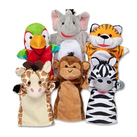 Melissa & Doug Marionnettes À Main, 6 Marionettes Animaux de Safari, Jouet créatif pour Filles et garçons de 3 4 5 6 7 Ans, Cade Melissa & Doug Marionnettes À Main