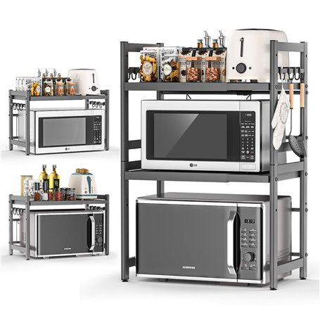 Glovios Support pour Micro Onde et Four Extensible Etagere Micro-Ondes 3 Niveaux