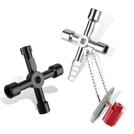 TNOMSNO Clé Triangle Multifonction 4 Voies - 2 Pièces pour Poubelle