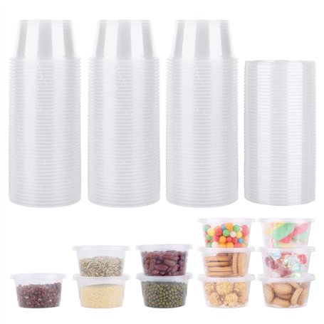 Lot de 50 Petit pot à Sauce en Plastique avec Couvercle