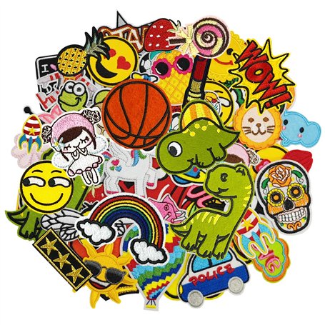 Lot de 60 écussons thermocollants pour enfants