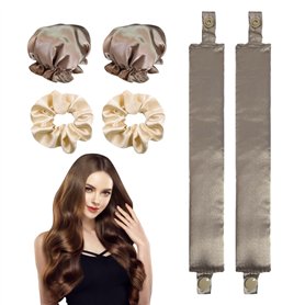 Lot de 2 Ensembles de Fers à Friser Sans Chaleur Avec Élastiques à Cheveux en Satin, Outils de Coiffage DIY, Bandeau et Kit de P Lot de 2 Ensembles de Fers à Friser Sans Chaleur Avec Élastiques à Cheveux en Satin
